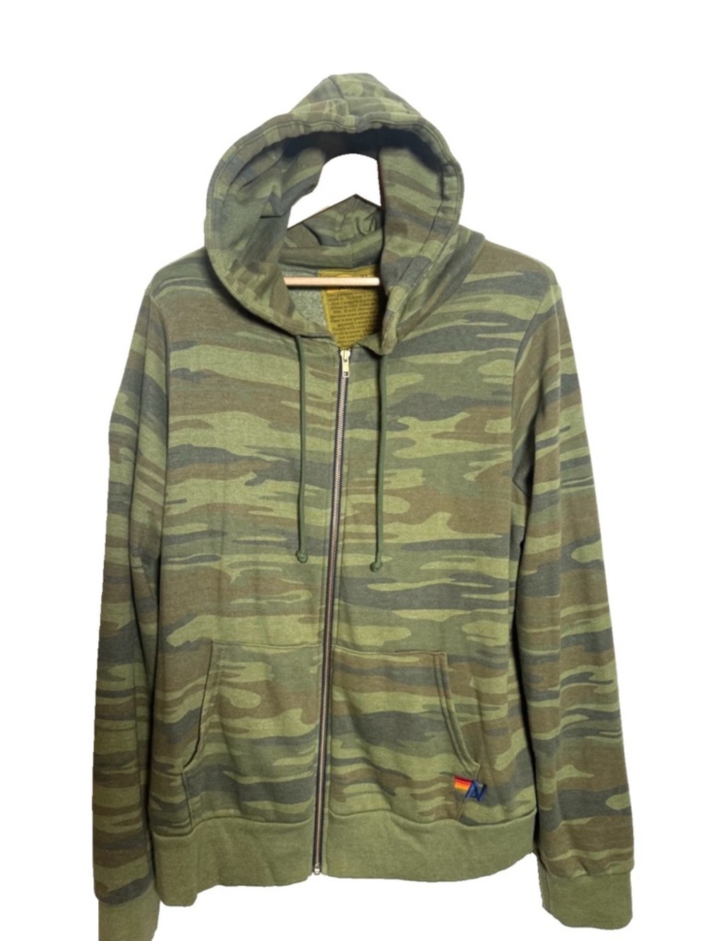 Aviator Nation Olive Green Camo Zip-Up Hoodie